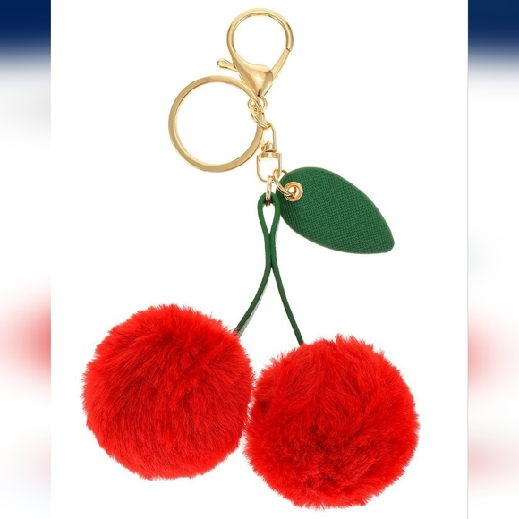 Brown Crossbody Bag with Cream Sherpa Pouch And Bom Bom Keychain Set Of 3 - Picture 4 of 17